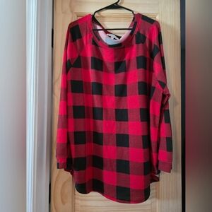 Chic Soul Red and Black Plaid Long Sleeve Top